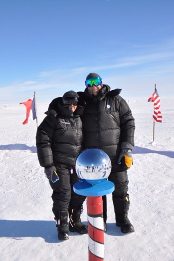Julia and Mark at the Ceremonial South Pole.