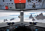 Cockpit view of mountains as we circle&nbsp;them.