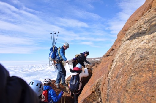I am in the lead as Manu helps Farida up a hard spot.