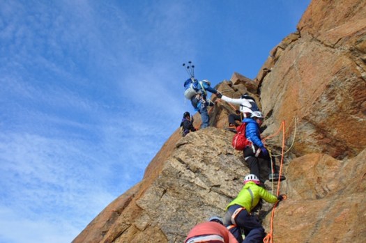 Negotiating a steep cliff