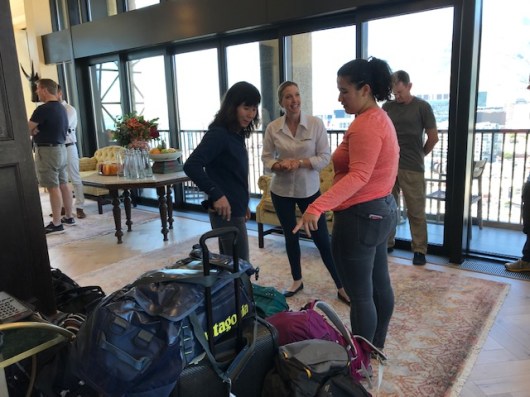 Bags and folks gather for the South Pole briefing