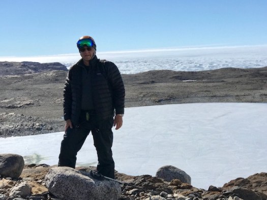 Mark overlooking the ice waves in the distance.