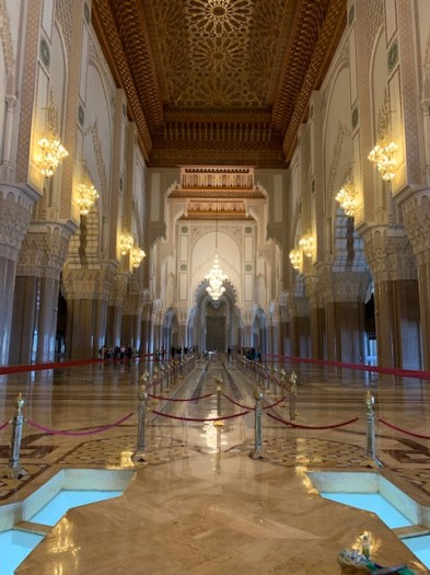 Inside the mosque showing the ceiling that can be slid open