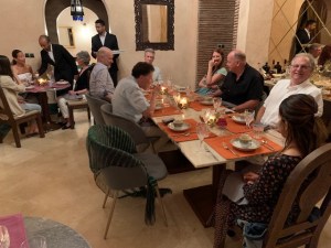 Dinner indoors at Mayshad. Too cold to eat outside.