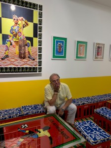 "Le Salon"by Hassan Hajjaj (Morocco) 2019. Witty and playful with a serious edge. The Salon is inspired by traditional front-room living spaces in Morocco. The visitor is welcome to use the art as furniture in the space while blueing the cultural frontiers.