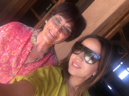 Julia and Sarah take a selfie.