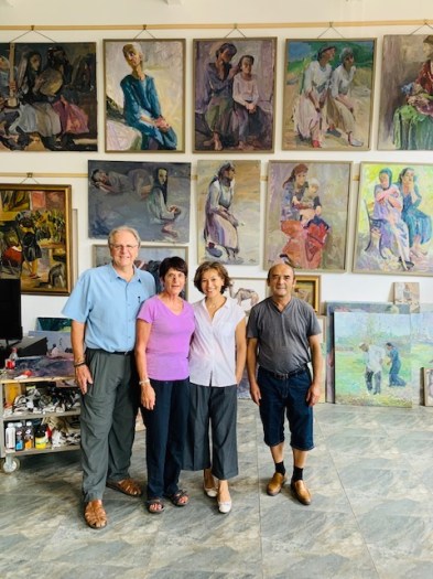 The four of us in front of Rashida's paintings.