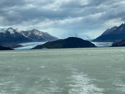 Grey Glacier drops into Grey Lake.  Yes the lake is grey